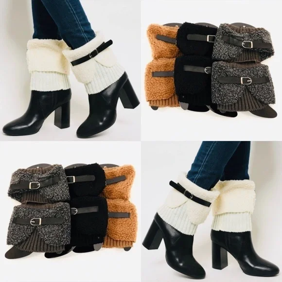 NWOT Chunky Boot Leg Warmers Knit Cozy Winter With Buckle - Multiple Colors