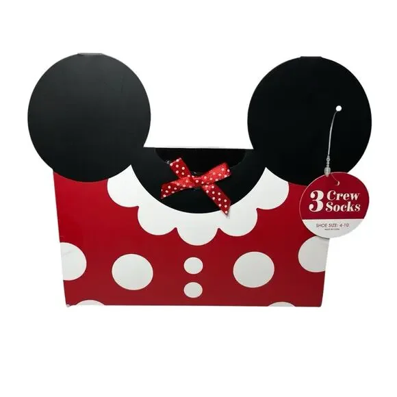 Disney Minnie Mouse Polka Dot 3 Crew Socks Gift Set