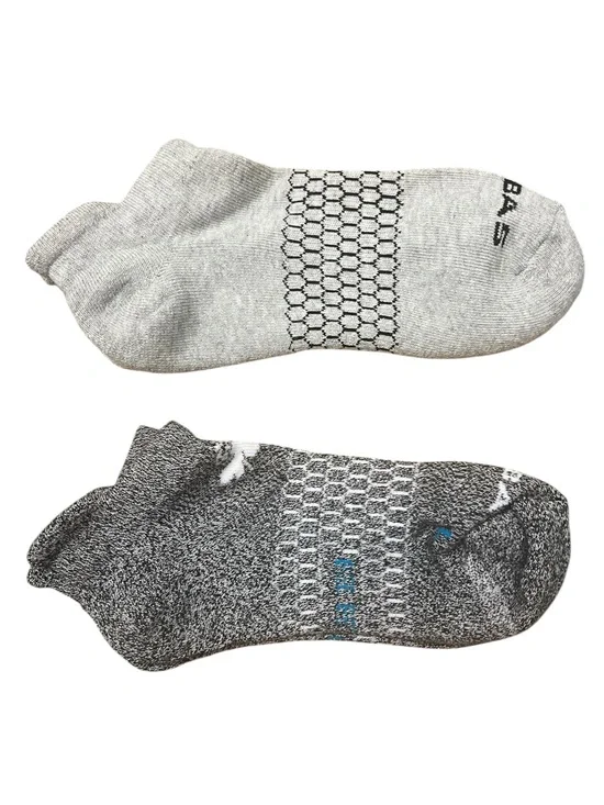 Set of 2 Bombas Women’s Gray Midweight Ankle Socks M Comfort Cotton Blend Casual