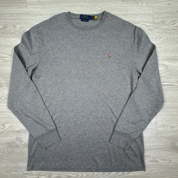 Polo Ralph Lauren Mens T-Shirt Classic Fit Gray Small Long Sleeve Pony Logo