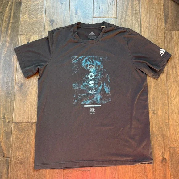Adidas T-Shirt‎ Men Large Black Excellent Primegreen Aeroready Graphic GK3460