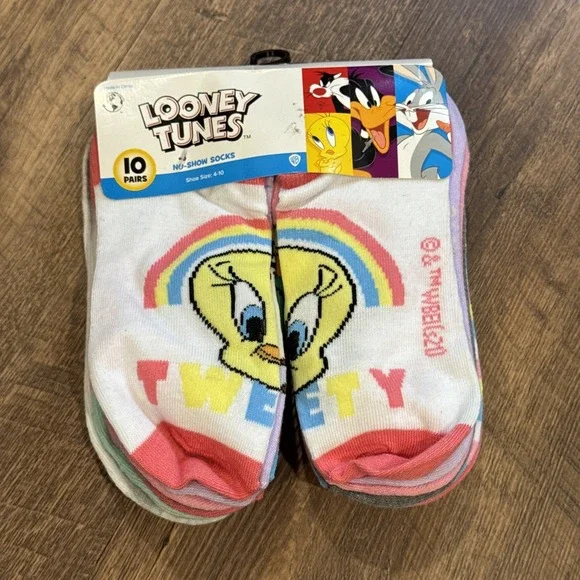 10 pk Looney Tunes RugRats Disney Mickey‎ Mouse No Show Socks 4-10 New Girl Gift
