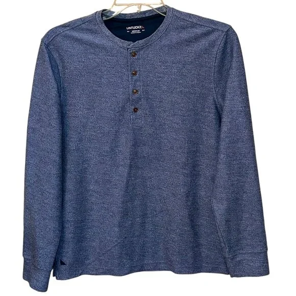 UNTUCKit‎ Urey Henley Long Sleeve Pullover Sweater Shirt Size Medium Blue 40983