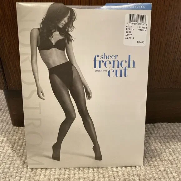 Nordstrom‎ Sheer French Cut sheer toe Grey size A Pantyhose NOS Vintage