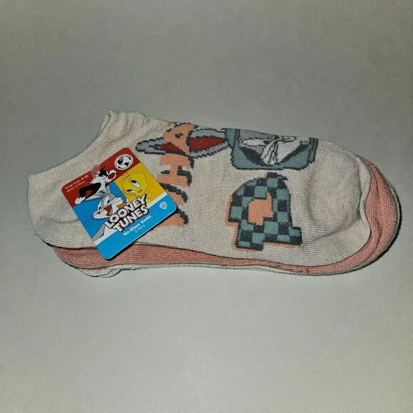 NEW 3 Pairs Looney Tunes No Show Socks Women's 4-10 Bugs Bunny Marvin Sylvester