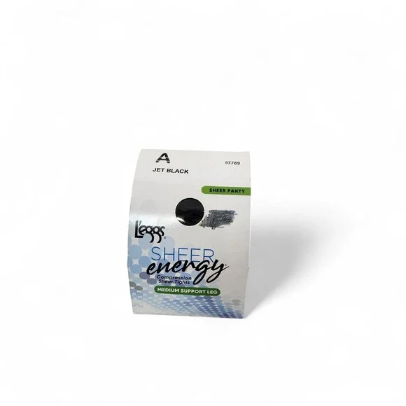 L'EGGS Pantyhouse A Jet Black‎ Sheer Energy Compression Medium Support Hosiery