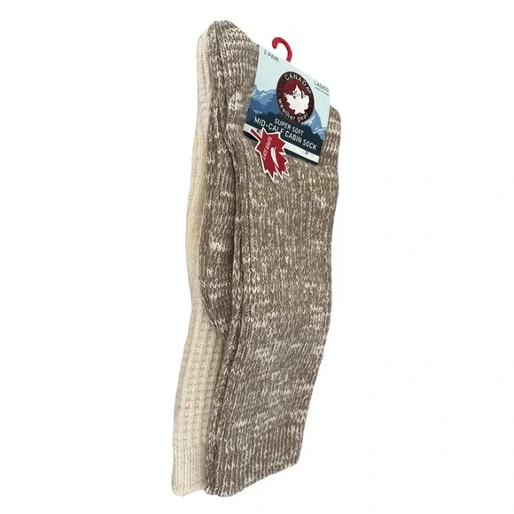 Canada Weather Gear Socks Women's 4-10 Mid-Calf Cabin Soft‎ 2 Pair NEW