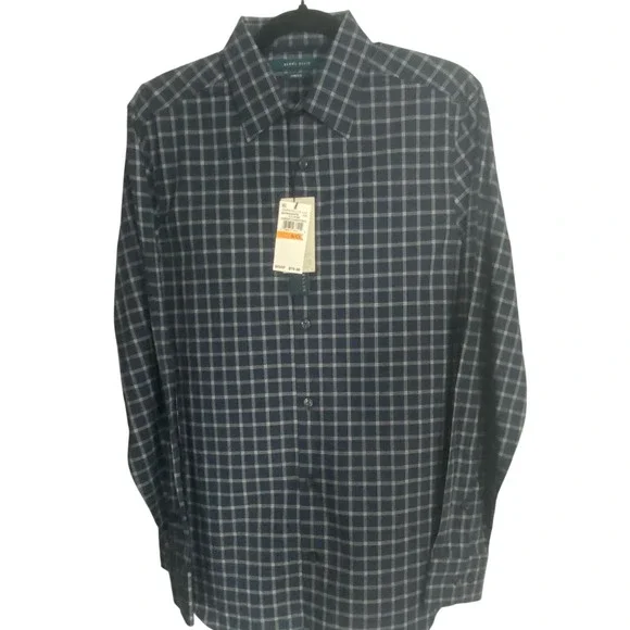 Perry Ellis Mens Stretch Dressy Essentials Eclipse Check Shirt 4EHW4065PS. Small