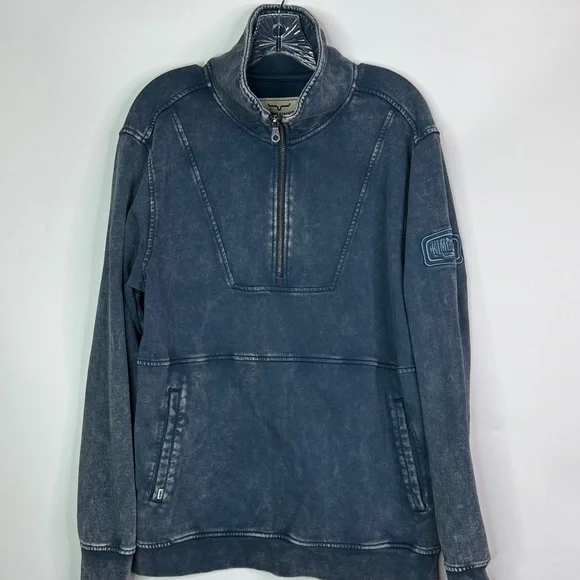 Kimes Ranch Blue Yoakam Quarter Zip Pullover Sweatshirt Large