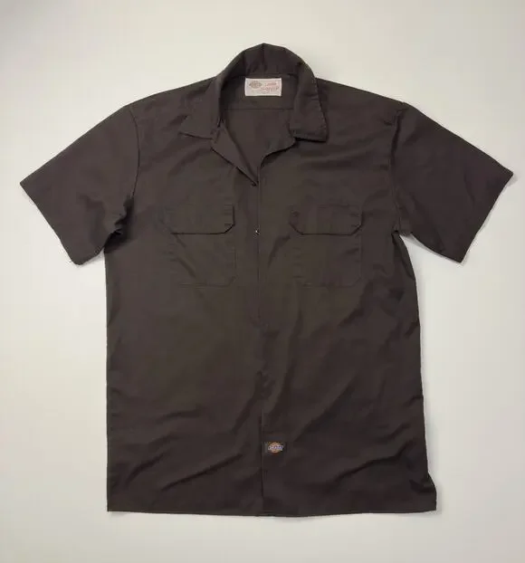 Used Dark Brown Dickies Men's Short Sleeve Work Shirt Large