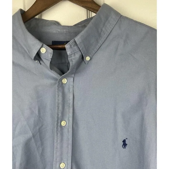 Ralph Lauren Shirt Mens 3XB Blue Button Down Oxford Pony‎ Logo Big & Tall Casual