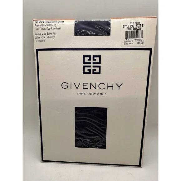 Vintage Givenchy Pantyhose Style 212 Size B Blue Dahlia French Ultra Sheer‎ Leg