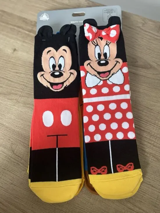Disney 5-Pair Crew Socks Youth M Kids Small Adult Mickey Minnie Goofy Pluto