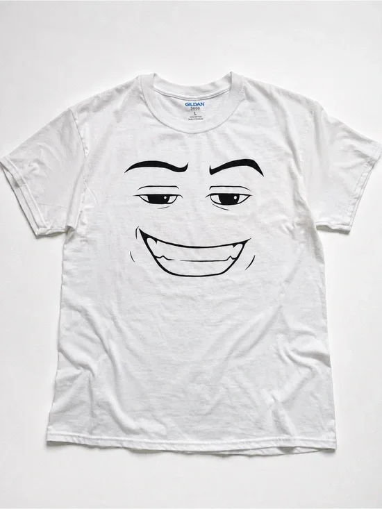 Gildan 5000 White Graphic Smile Face Tee Vintage Size L