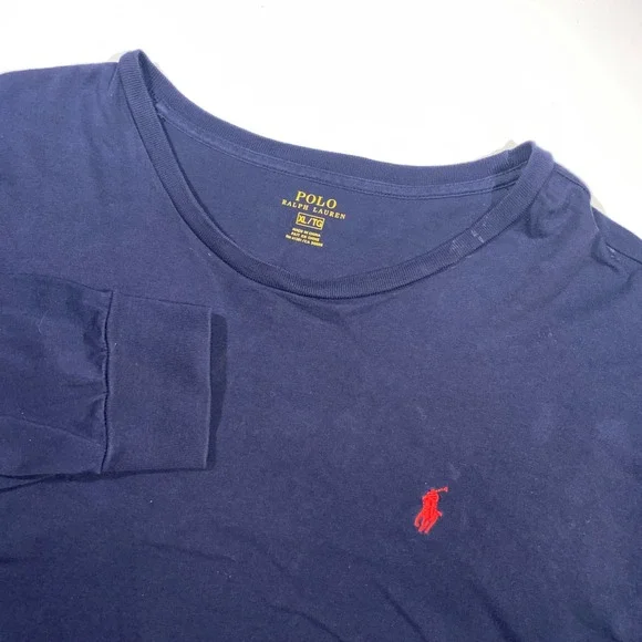 Polo‎ Ralph Lauren Mens Long Sleeve T Shirt Navy Blue Classic Fit Pony Logo XL