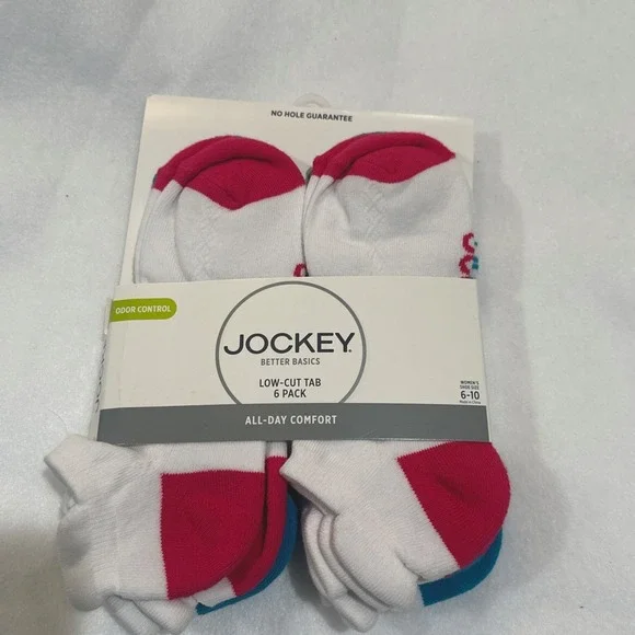 Jockey Women's NWT Low-Cut Tab All Day Confort Socks 6 Pack Sz 6-10