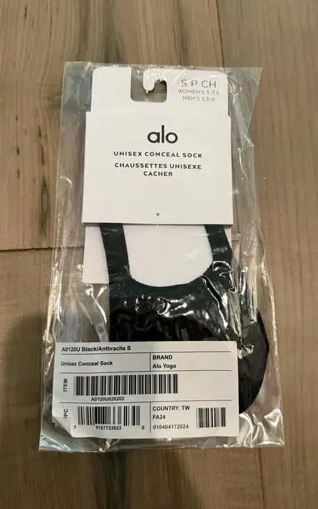 Alo Yoga Unisex Conceal Sock in Black/Anthracite, Size Small