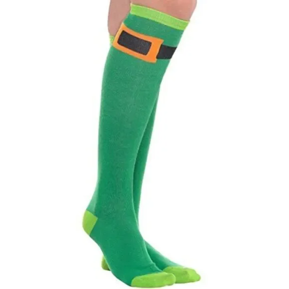Amscan Leprechaun St Patrick's Day Green Irish Belts Knee High Socks One Size