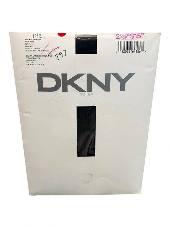 DKNY Silky Sheer Toner Pantyhose Style 00N58 Size Small Navy