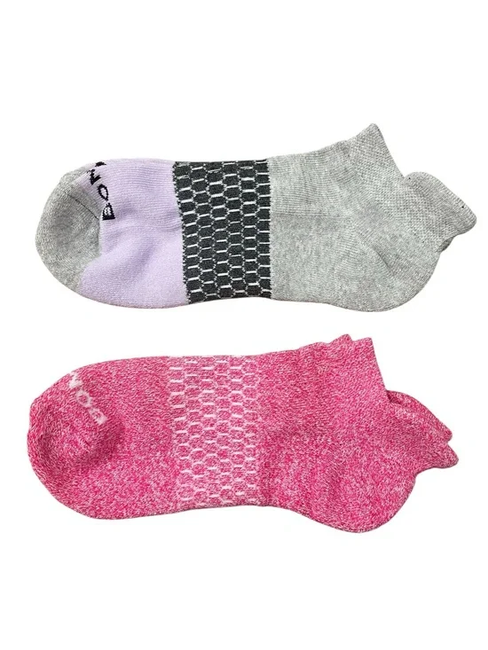 Set of 2 Bombas Women’s Ankle Socks Purple Pink M Comfort Cotton Blend Casual