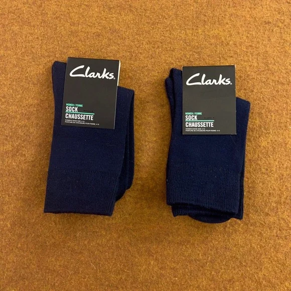Clarks Womens Shoe Size 4-10 Navy Blue Bamboo Blend Ribbed Crew Socks 1 Pair NWT