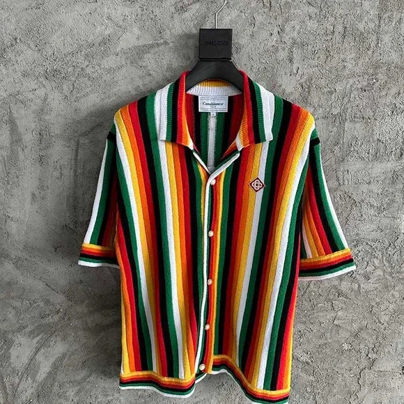 Casablanca  Striped Terry Short Sleeve Shirt