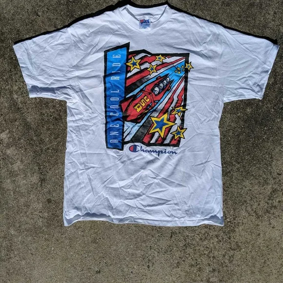 One Cool Ride Bobsled Champion VTG Unisex Graphic‎ T-Shirt White Large