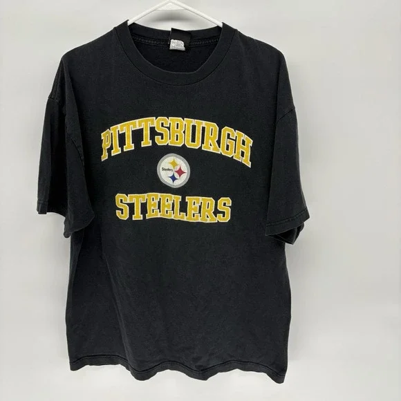 Vintage Pittsburgh Steelers‎ NFL Team Apparel Black T Shirt Football Men XL