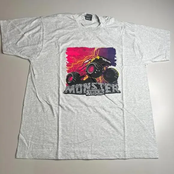 Vintage 90s Fruit of‎ the Loom BEST T-Shirt Monster Truck Tee Made in USA Men XL