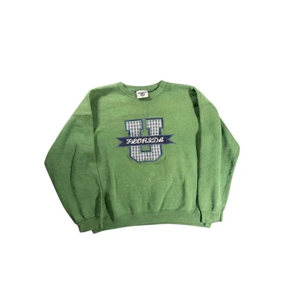 Vintage Lee Heavyweight Florida U Sweatshirt Mens XL Green Plaid Made in USA