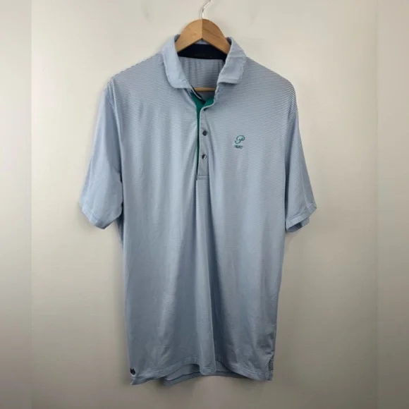 Greyson Men‎ Stripe Blue White Polo Shirt Size Large