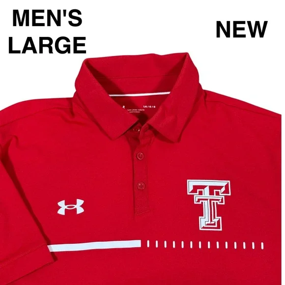 Texas Tech Under Armour Red Raiders Polo Golf‎ Shirt Men's Large Red NEW