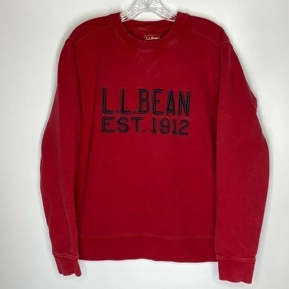 L.L. Bean Embroidered Red Crewneck Sweatshirt Size Small