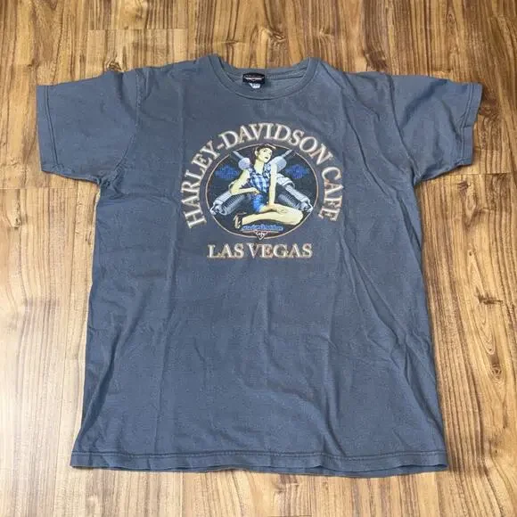 Vintage Harley Davidson Cafe T-Shirt Mens Large Grey Las Vegas Biker‎