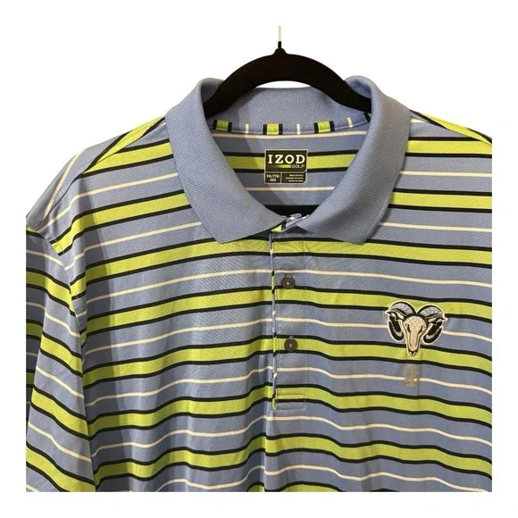 IZOD Golf LX Striped Polo Shirt Moisture Wicking Performance Athletic Mens XXL‎