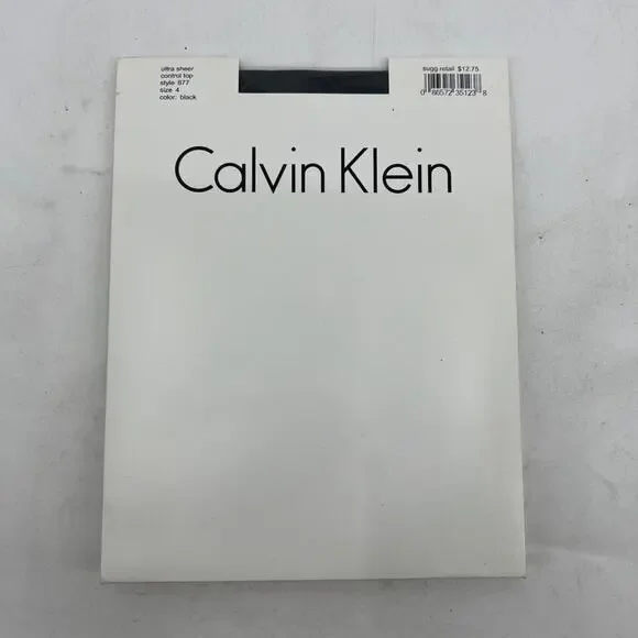 Vintage Calvin Klein Control Top Womens 4 Black Ultra Sheer One Pair Stockings