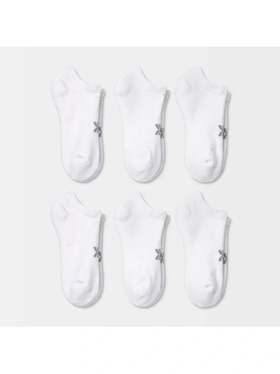 ‼️2/$10‼️Women's Cushioned 6pk No Show Socks - All In Motion™ White 4-10