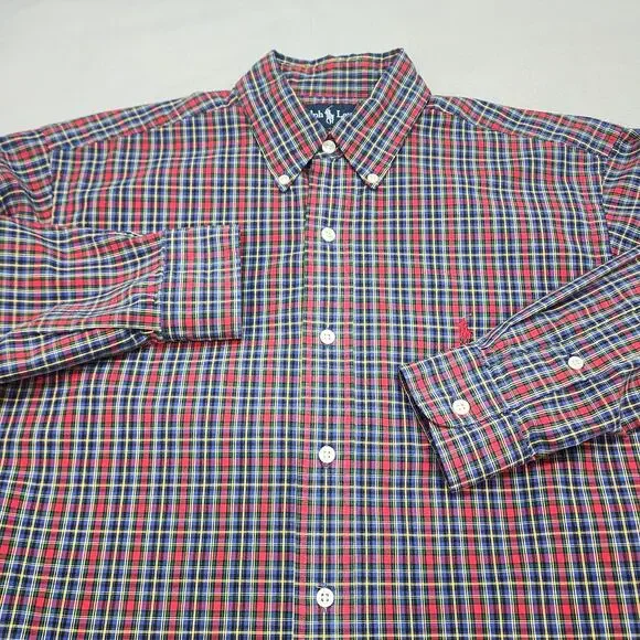 Ralph Lauren Classic Fit Blue Red‎ Check Button Up Shirt SZ Small