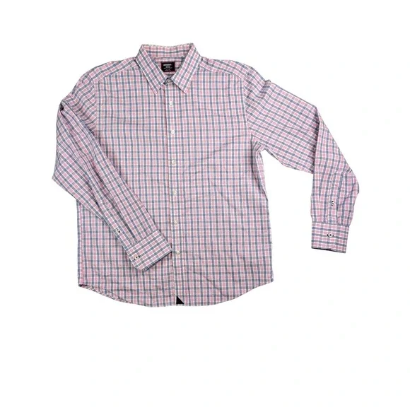 UNTUCKit‎ Mens Medium Wrinkle Free Regular Fit Shirt Pink Blue Check Long Sleeve
