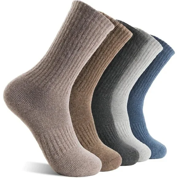 5 Pairs Women Merino Wool Socks Hiking Warm Winter Thick Thermal Crew Dark Grey
