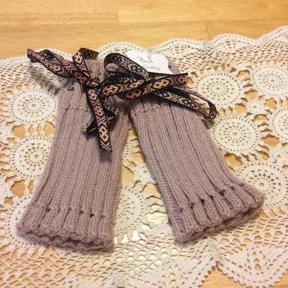 Boot Cuffs, knit with tie top, 7 1/2