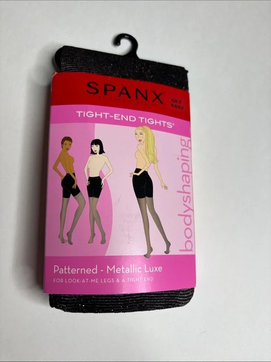SPANX Patterned Metallic Luxe Tights in Black and gold