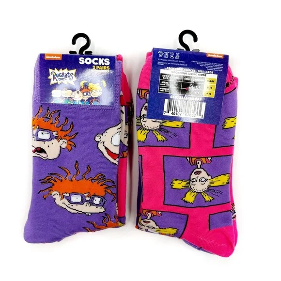Rugrats Crew Socks Mens Womens Tommy Chuckie Cynthia Nickelodeon Purple Pink