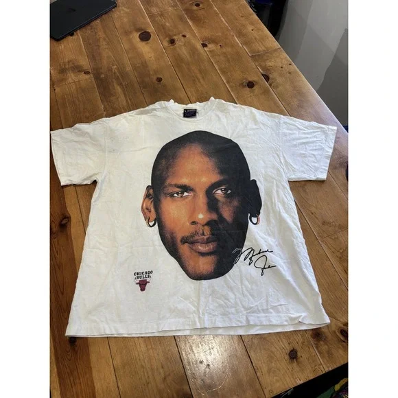 Vintage Michael Jordan Chicago Bulls T-Shirt WAIRUA MAURI OHO L White NBA Fan