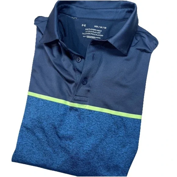 UNDER ARMOUR THE PLAYOFF POLO SHIRT BLUE MENS‎ MEDIUM EXCELLENT CONDITION