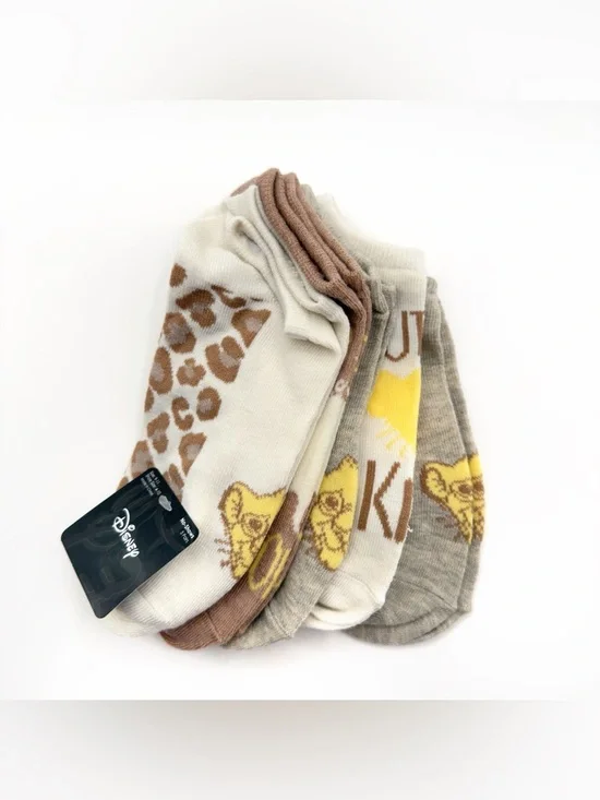 Disney The Lion King Women’s No Show Socks Simba Timon and Pumba Animal Print
