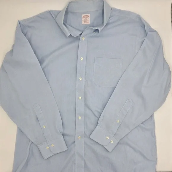 Brooks‎ Brothers 346 Mens 17.5 34/35 Blue Micro Check Non-Iron Button Down Shirt