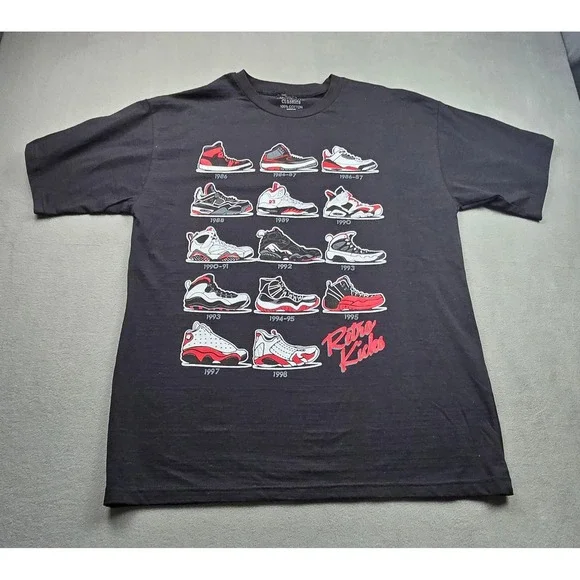 Authentic‎ Classics Mens Retro Kicks Basketball Sneaker Timeline Graphic Tee XL