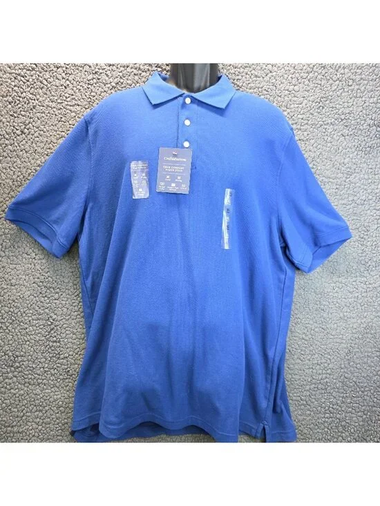 Croft & Barrow Pique Polo Shirt XL Blue Knit Comfort Preppy Golf Club Resortcore