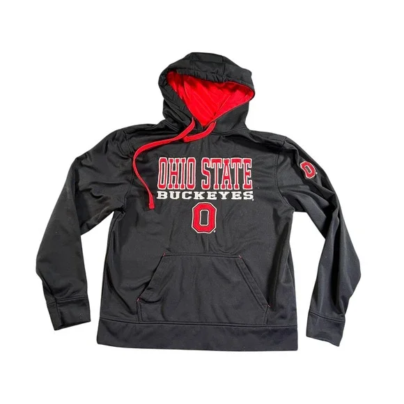 Ohio State Buckeyes Hoodie Mens Medium Black Red Performance Pullover Sweatshirt